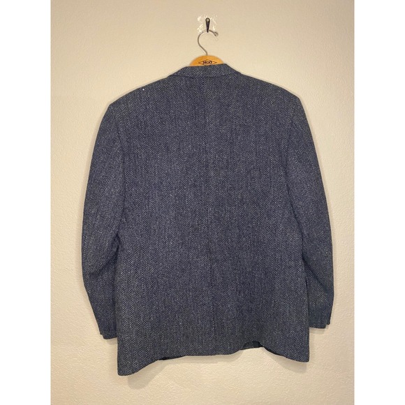 Harris Tweed Herringbone Blazer Sport Coat Scottish Wool Blue Mens Size 42R - Picture 7 of 8